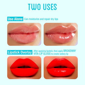 Back view of Ruby Kisses Vita-Lip Gloss packaging