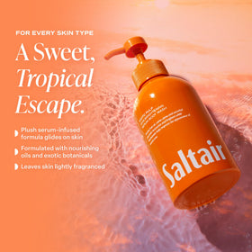 Back view of Saltair Body Wash bottle with ingredient list