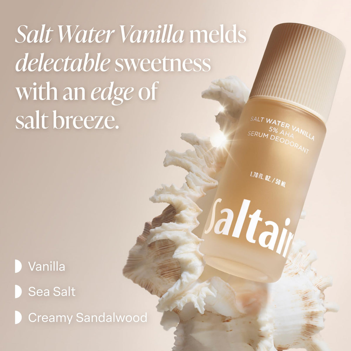 Back view of Saltair Serum Deodorant 5% AHA Roll-On packaging