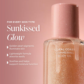 Back view of Saltair Shimmering Body Oil bottle showing ingredients