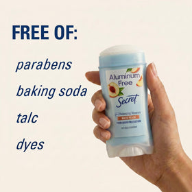 Back view of Secret Aluminum Free Deodorant packaging