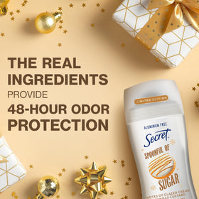 Back view of Secret Aluminum Free Deodorant showcasing ingredients