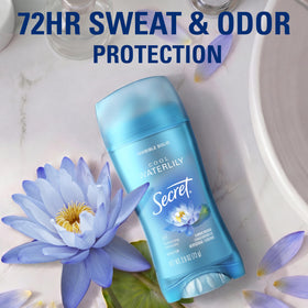 Back view of Secret Antiperspirant Deodorant packaging