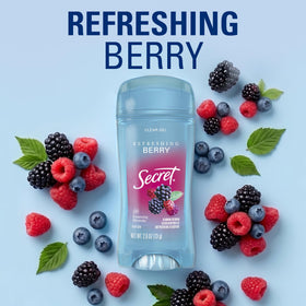 Back view of Secret Antiperspirant Deodorant packaging