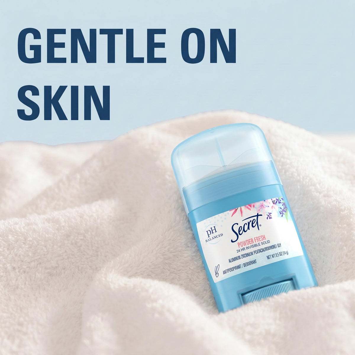 Back view of Secret Antiperspirant deodorant showing ingredients