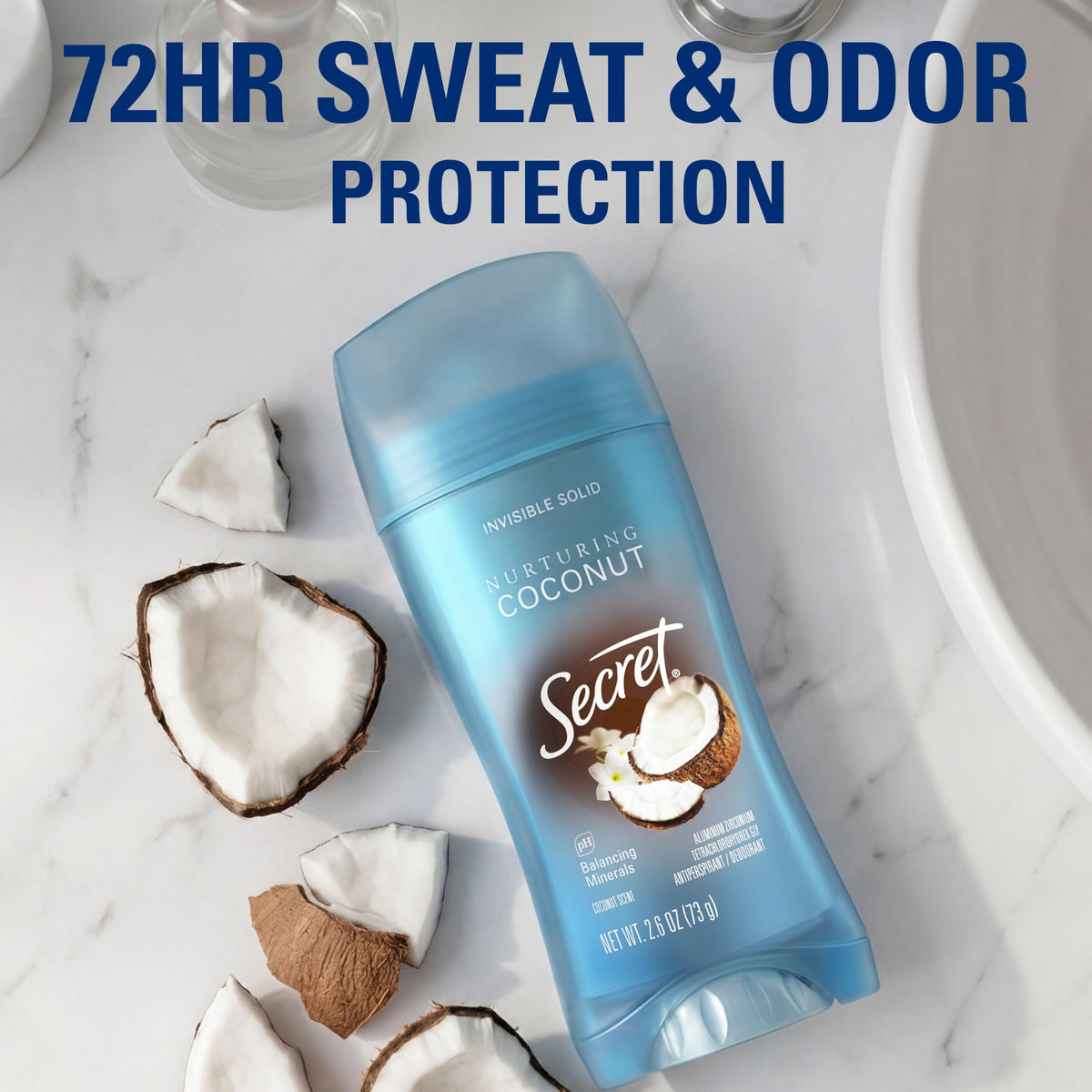 Back view of Secret Fresh Antiperspirant Deodorant packaging