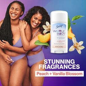 Back view of Secret Whole Body Deodorant Stick packaging
