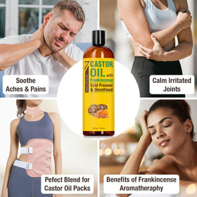 Back view of Seven Minerals Cold Pressed Castor Oil bottle