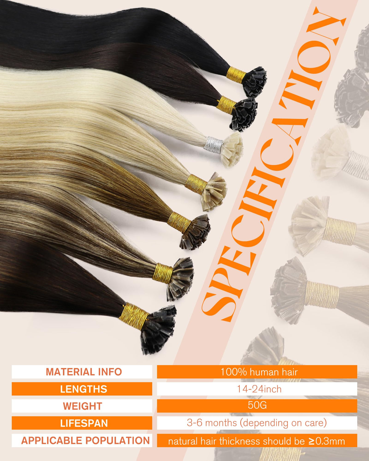 Back view of Sunny Hair 24 Inch K Tips Hair Extensions