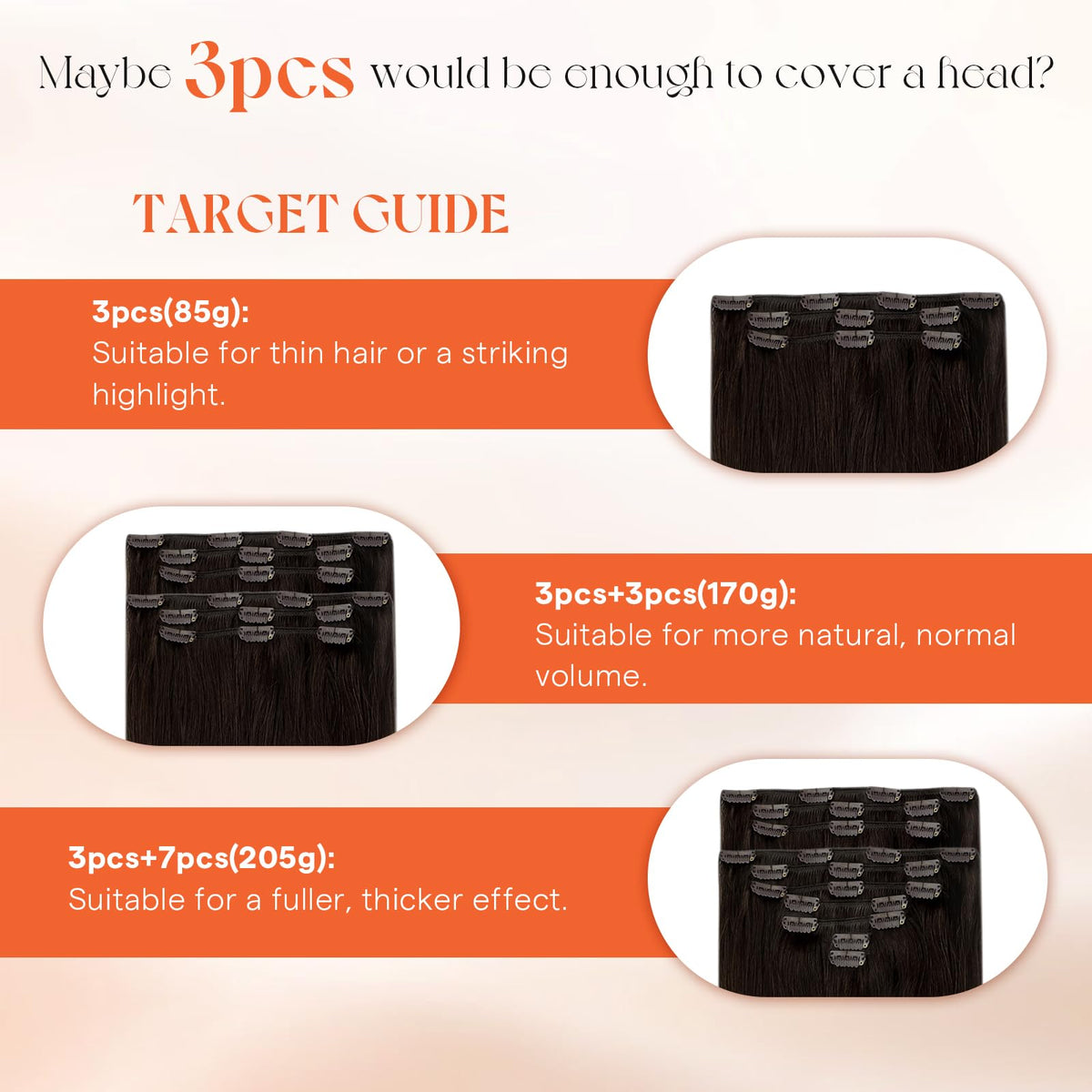 Back view of Sunny Hair Clip-in Extensions