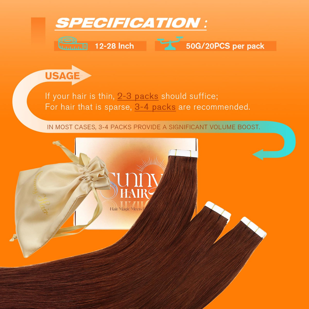 Back view of Sunny Hair Extensions in use