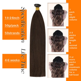 Back view of Sunny Hair Flat Tip Extensions showing length