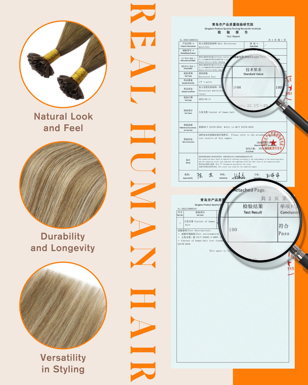 Back view of Sunny Hair K Tip extensions