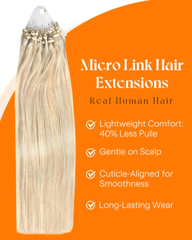 Back view of Sunny Hair Micro Link extensions in natural light