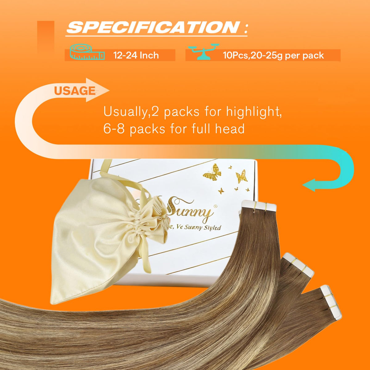 Back view of Sunny Hair Tape in Extensions