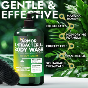 Back view of Terramed Antibacterial Body Wash bottle