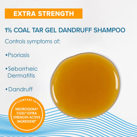 Back view of True+Real Coal Tar Anti-Dandruff Shampoo 6 oz bottle