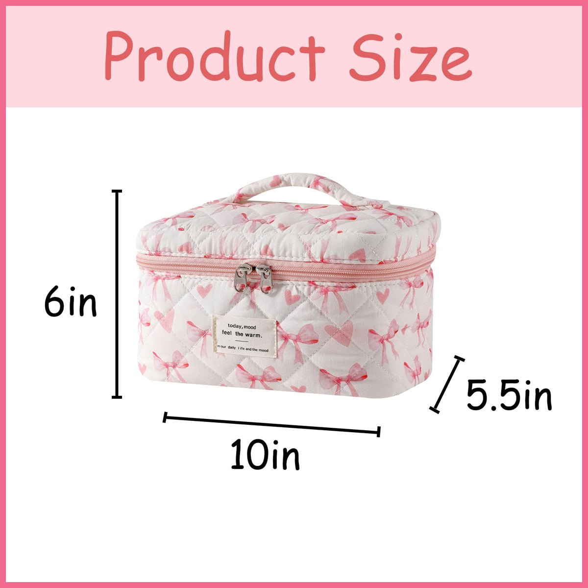 Back view of uekeboag Large Floral Cotton Makeup Bag