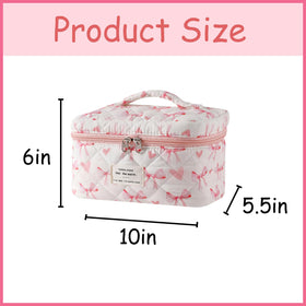 Back view of uekeboag Large Floral Cotton Makeup Bag