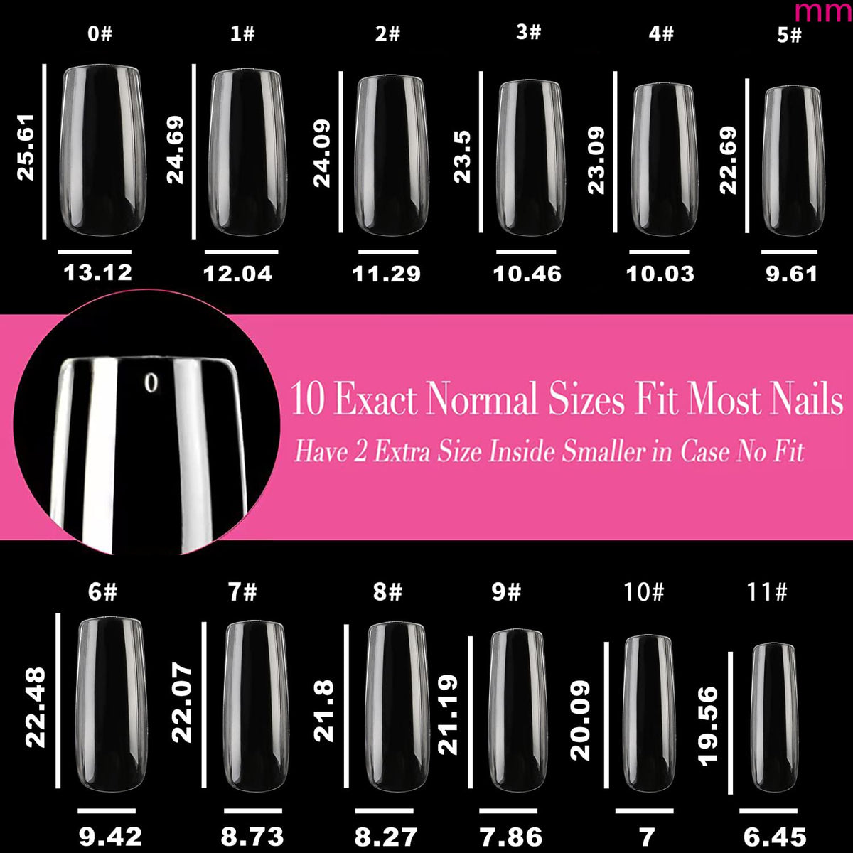 Back view of UNA GELLA Medium Square Gel Nail Tips packaging