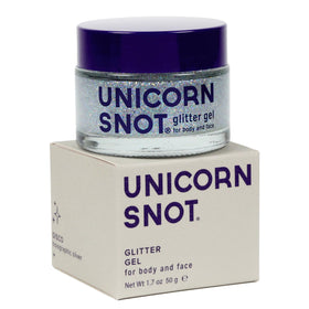 Back view of UNICORN SNOT glitter gel jar