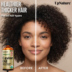 Back view of UpNature Organic Castor Oil bottle