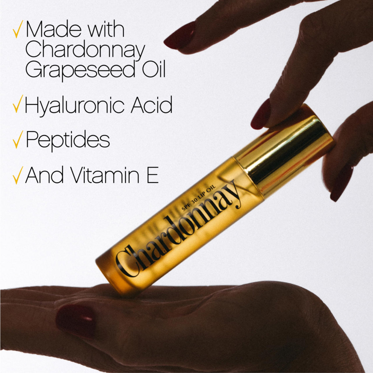 Back view of VACATION Lip Oil SPF 30 packaging
