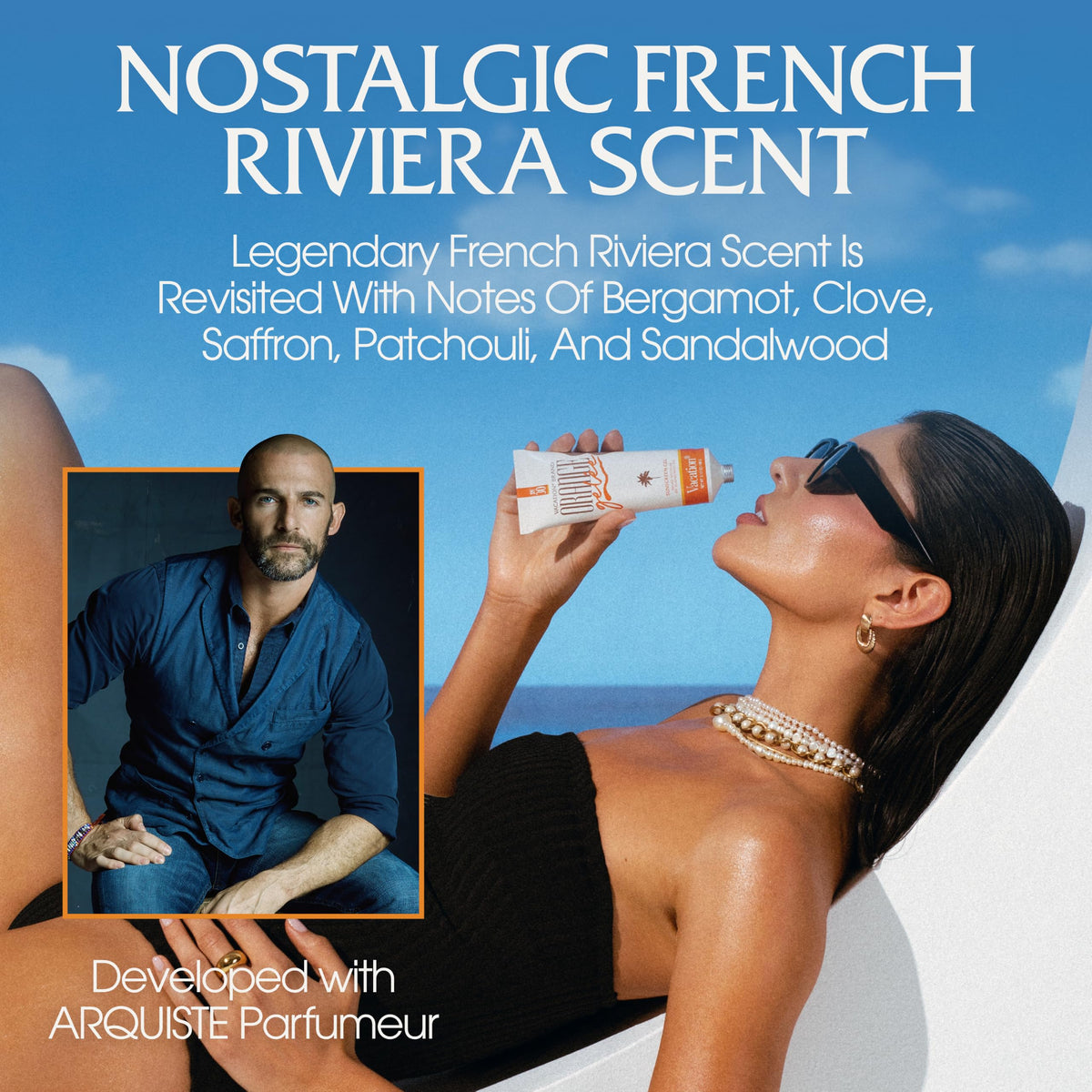 Back view of VACATION Orange Gelée SPF 30 Sunscreen Gel tube