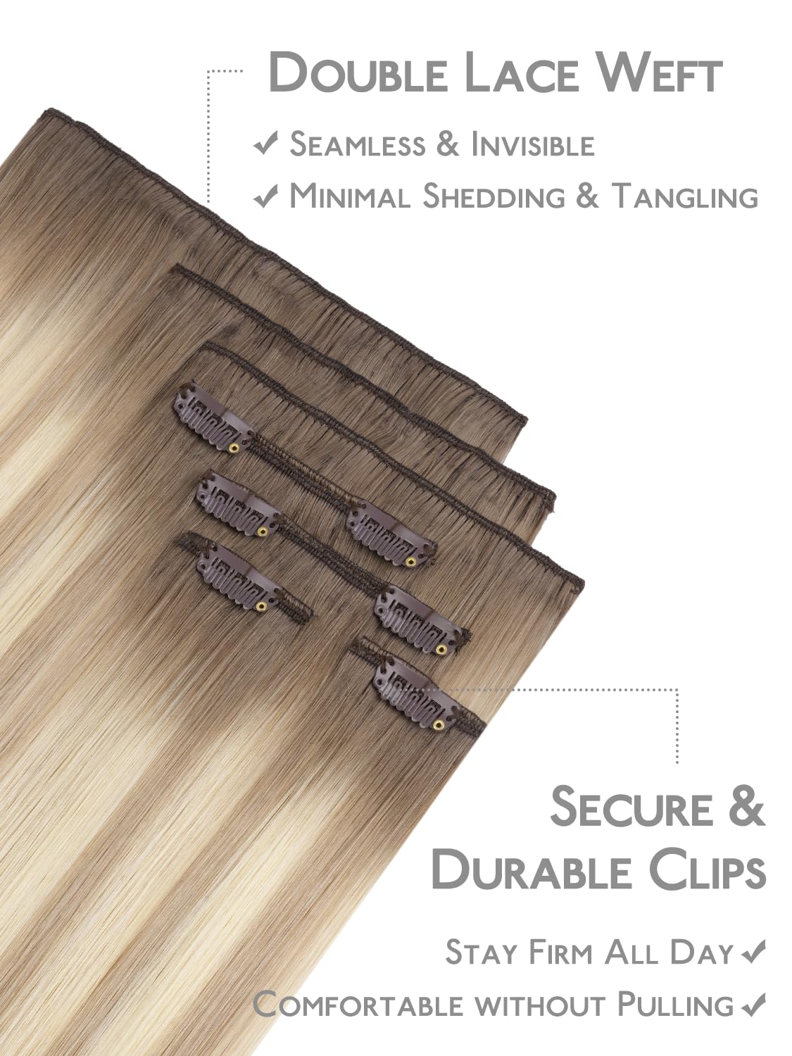 Back view of Wennalife Clip In Hair Extensions