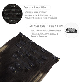 Back view of Wennalife clip-in hair extensions showing thickness