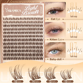 Back view of Yawamica Brown Lash Clusters packaging