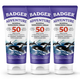 Badger Biodegradable Reef Safe Sunscreen SPF 50, 3-pack front view