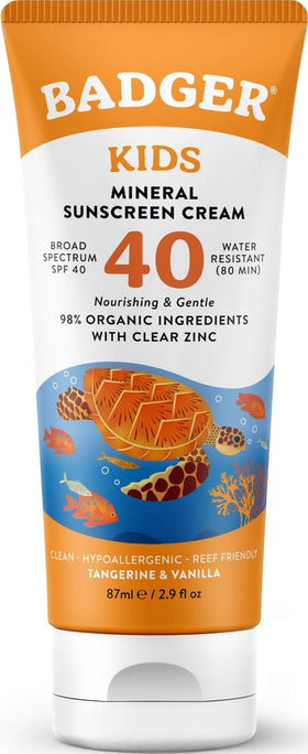 Badger Kids Mineral Sunscreen Cream SPF 40 front view