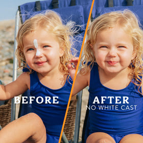 Badger Kids Mineral Sunscreen on a sandy beach