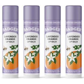 Badger Lavender Orange Classic Lip Balm 4 Pack front view