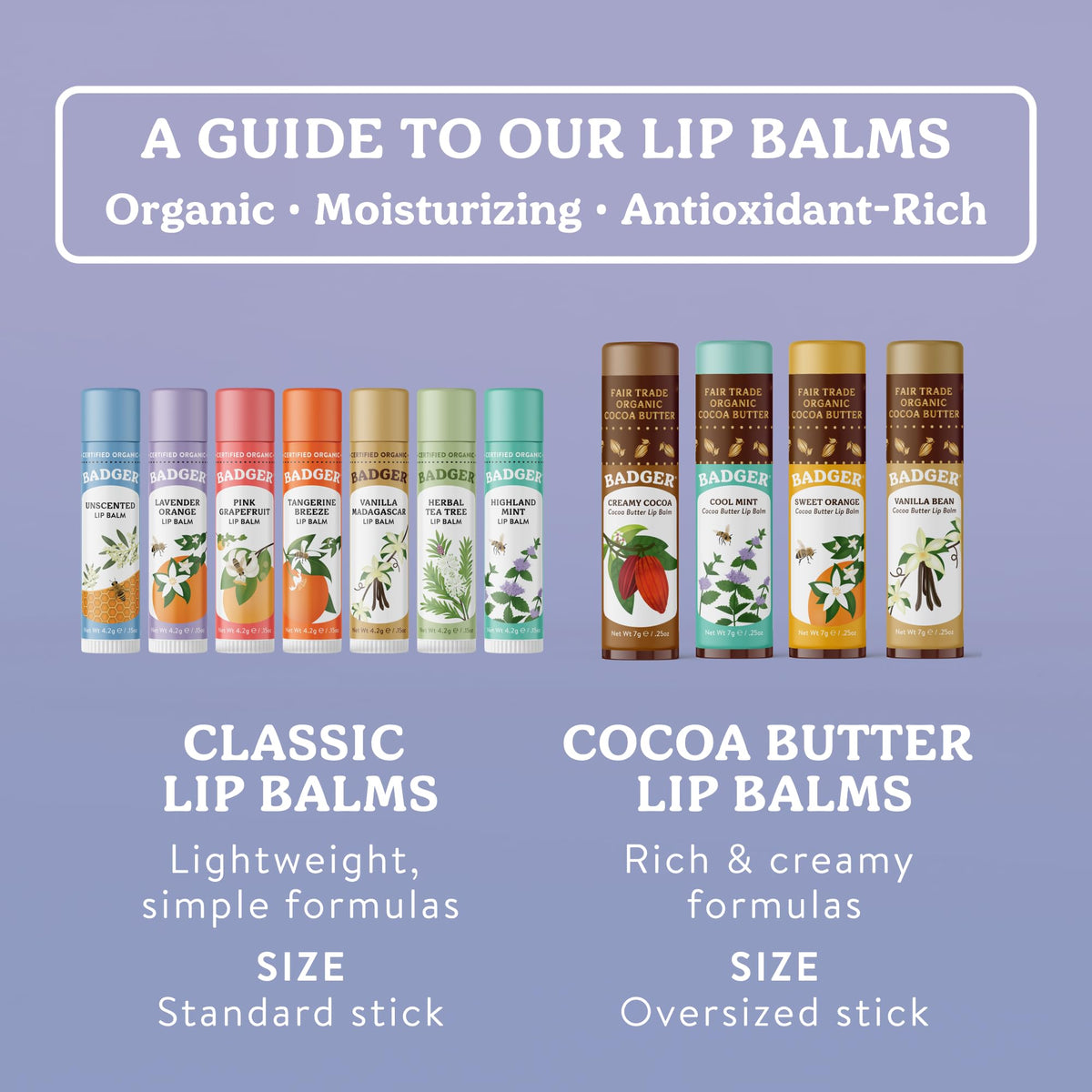 Badger Lavender Orange Lip Balm texture on a finger