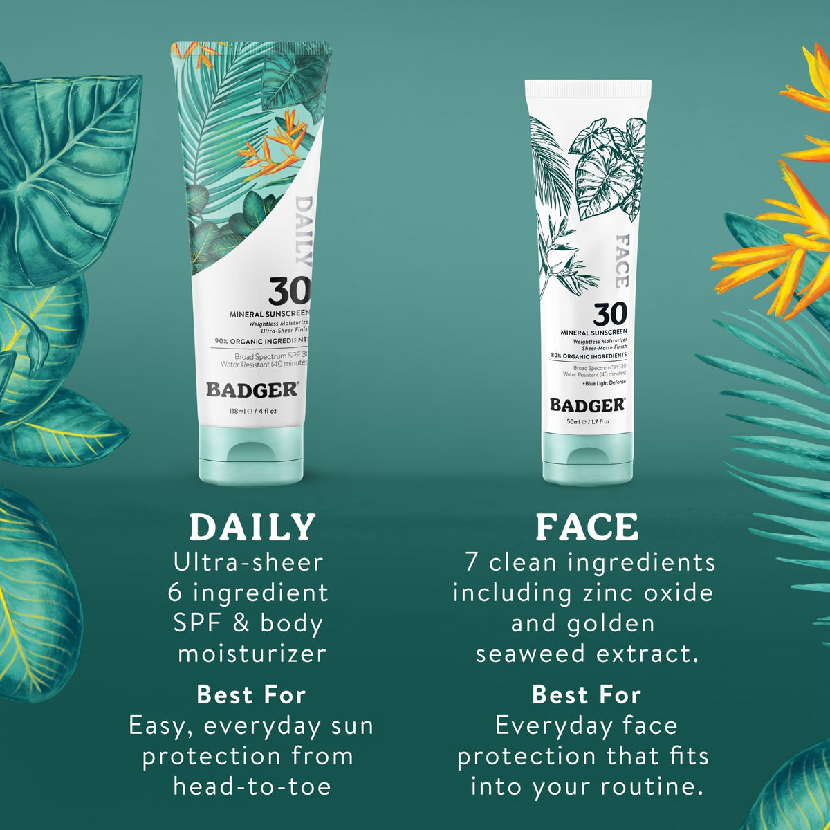Badger Mineral Daily & Face Sunscreen Combo SPF 30 ingredients list