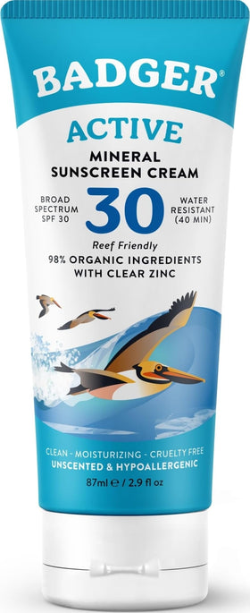 Badger Mineral Sunscreen Cream SPF 30 travel size 2.9 fl oz front view