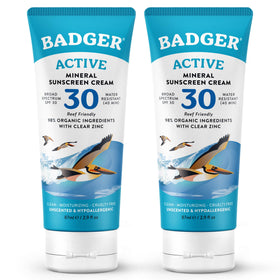 Badger Mineral Sunscreen Cream SPF 30 travel size 2-pack front view