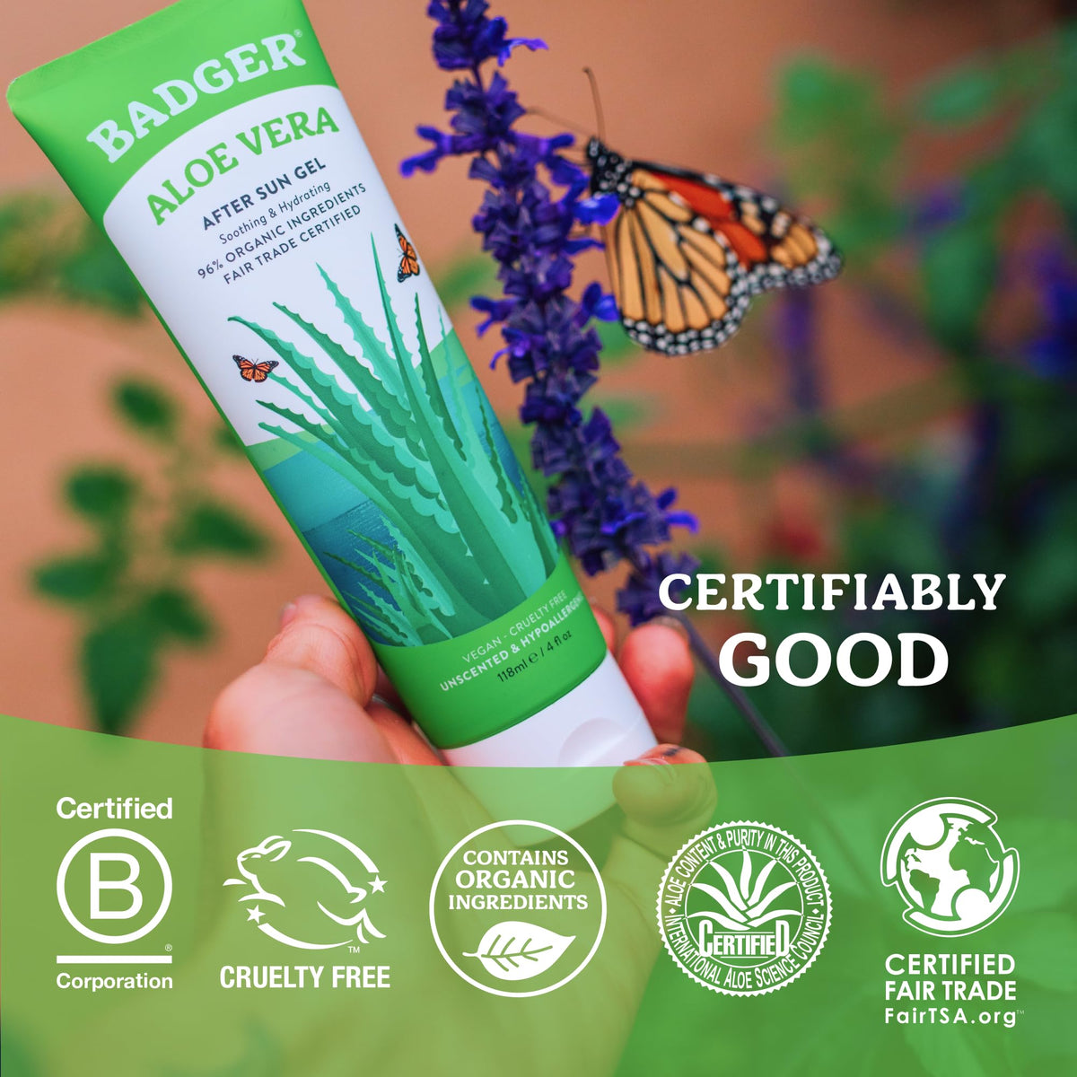 Badger Organic Aloe Vera Gel 4 fl oz back view
