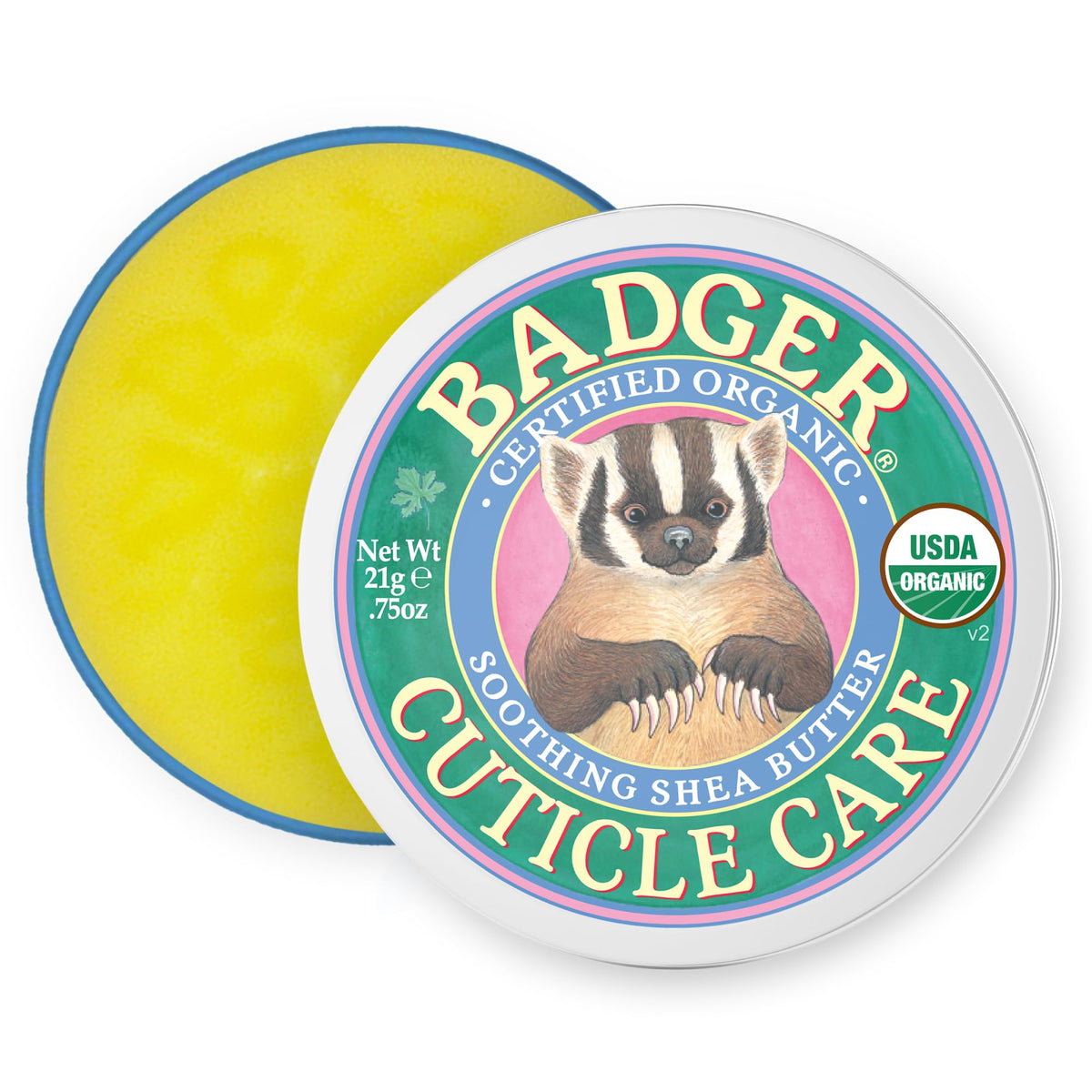 Badger Organic Cuticle Cream 30g tin front view
