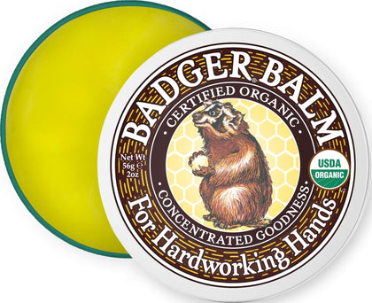 Badger Organic Healing Hand Balm 2 oz tin front view