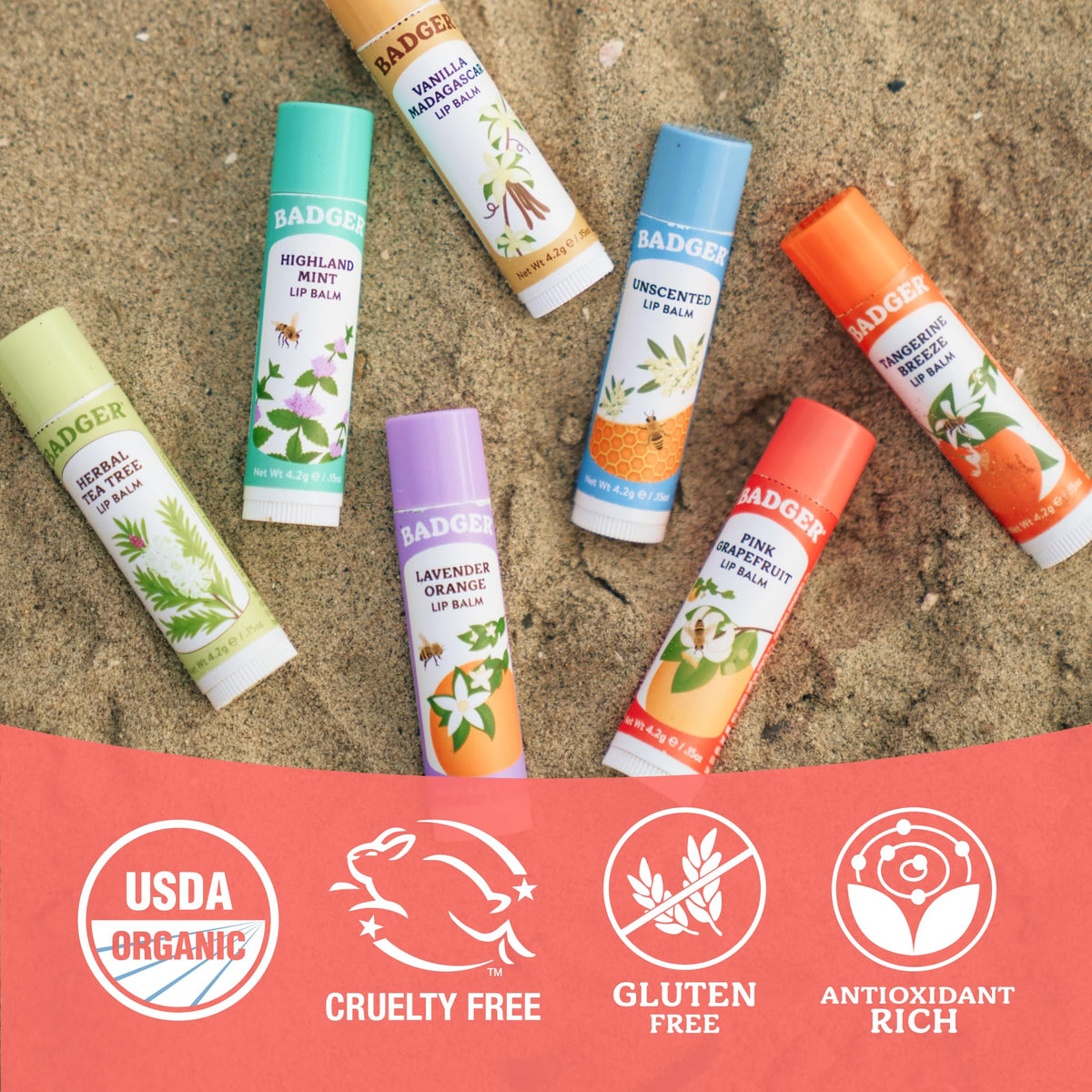 Badger Pink Grapefruit Lip Balm lifestyle scene