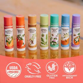 Badger Pink Grapefruit Lip Balm with citrus fruits