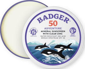 Badger Reef Safe Mineral Sunscreen SPF 50 2.4 oz Tin front view