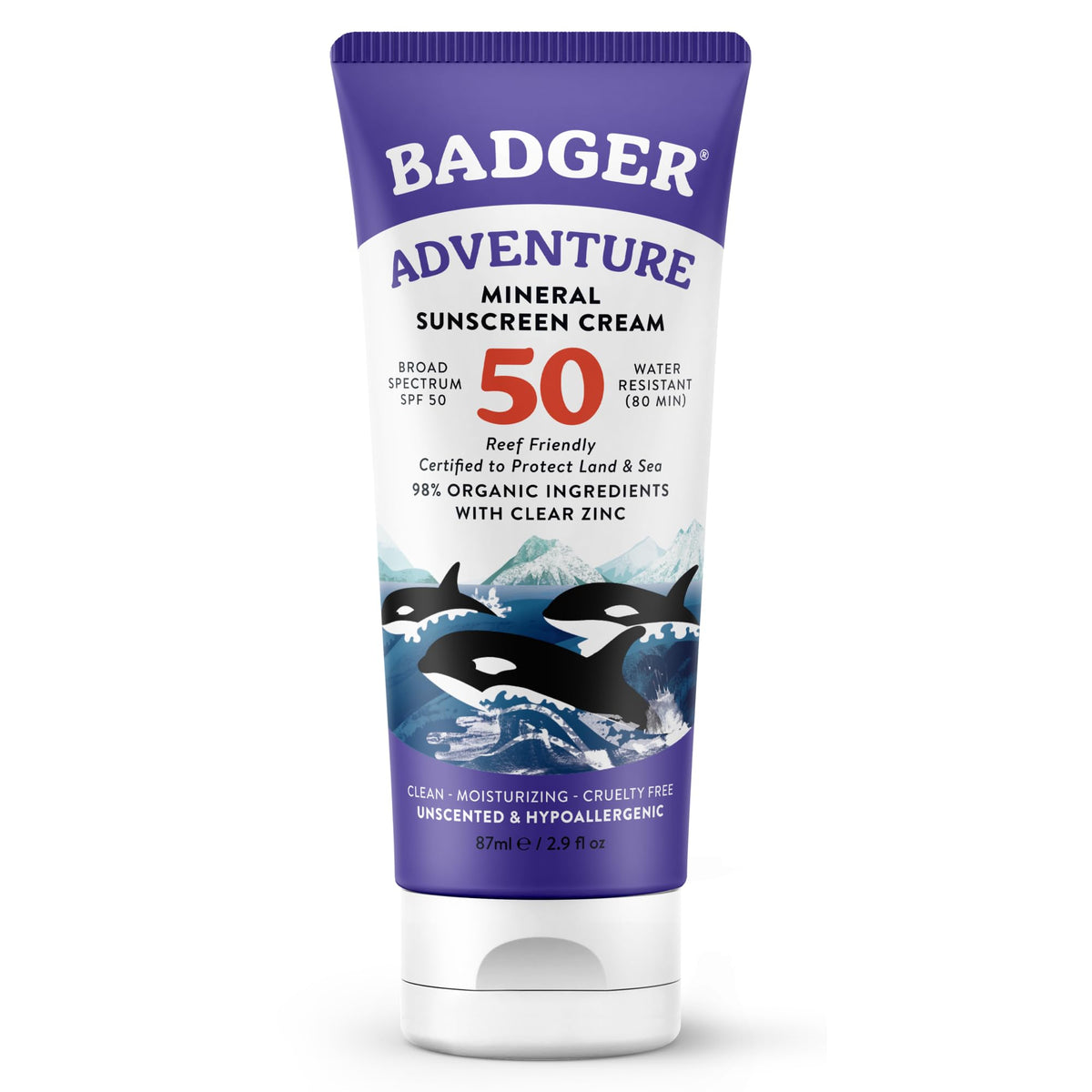 Badger Reef Safe Mineral Sunscreen SPF 50 front view