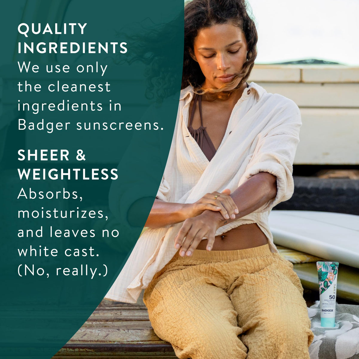 Badger SPF 50 Daily Mineral Sunscreen with other skincare products