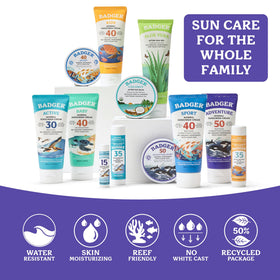 Badger SPF 50 sunscreen being applied during outdoor activity
