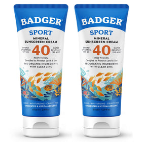 Badger Sport Mineral Sunscreen SPF 40 front view of packaging