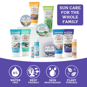 Badger sunscreen applied to skin, showing clear finish